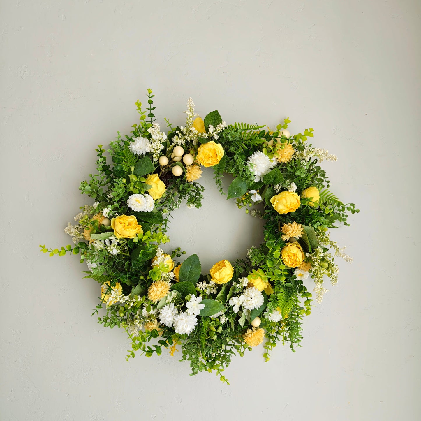 Yellow & White Floral Wreath 24"
