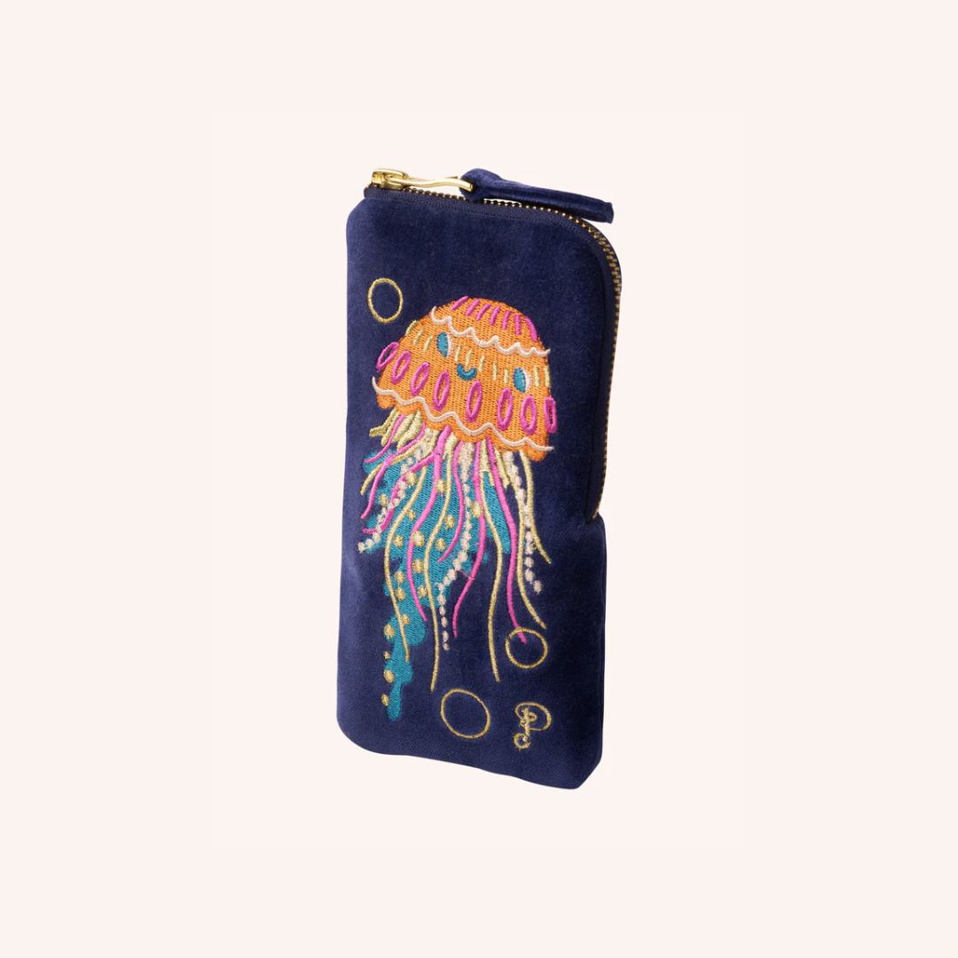 Velvet Embroidered Sunglasses Pouch - Jolly Jelly