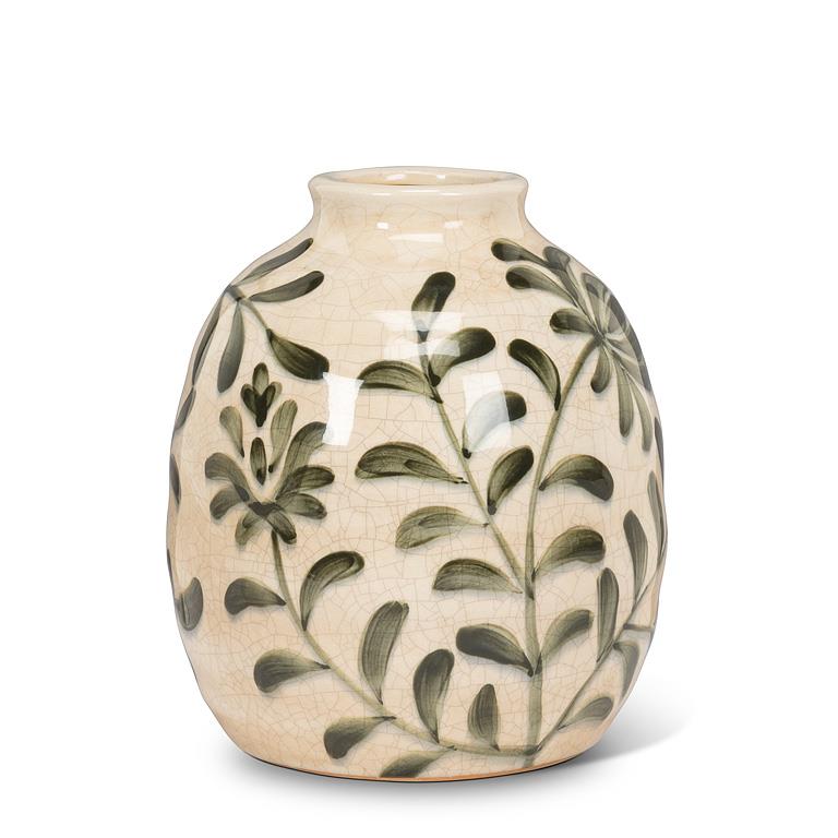 Green Frond Round Vase