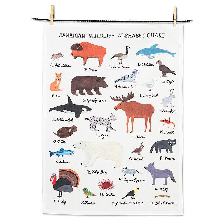 Canadian Wildlife Alphabet Tea Towel