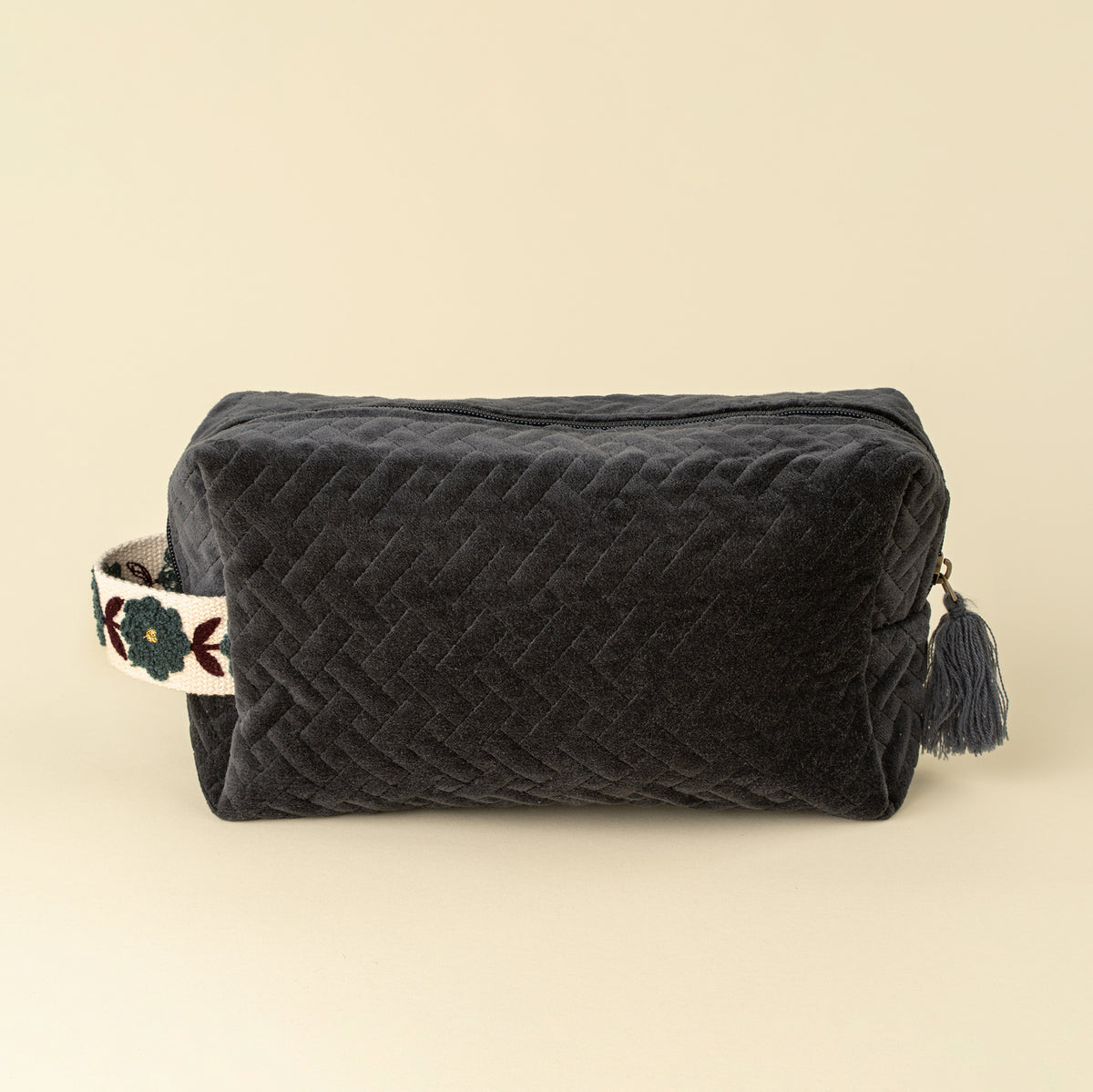 Rosette Quilted Velvet Vanity Pouch