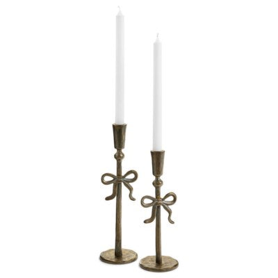 Antique Brass Bow Candle Holders