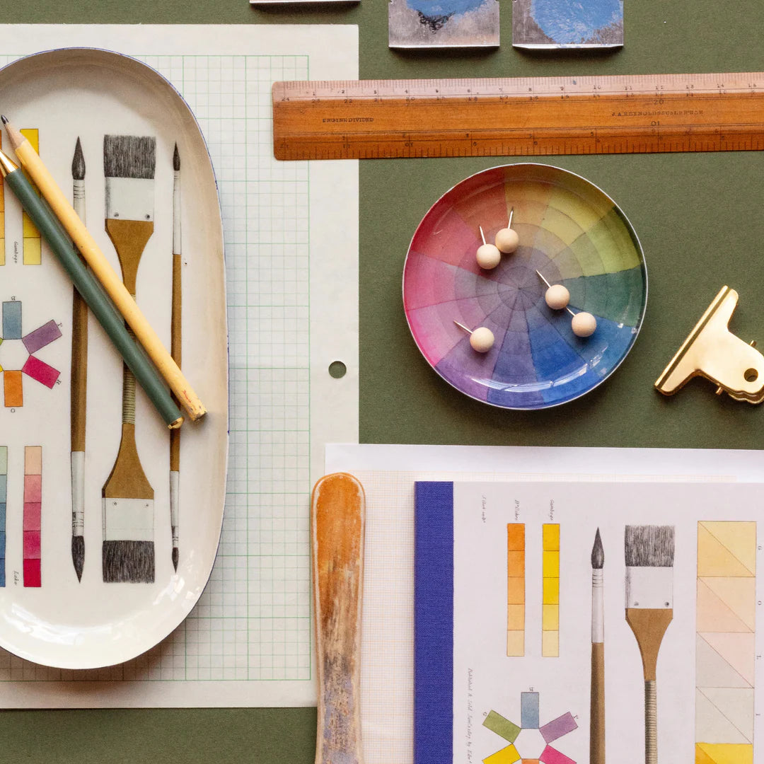 Printed Round Enamel Tray - Vintage Colour Wheel