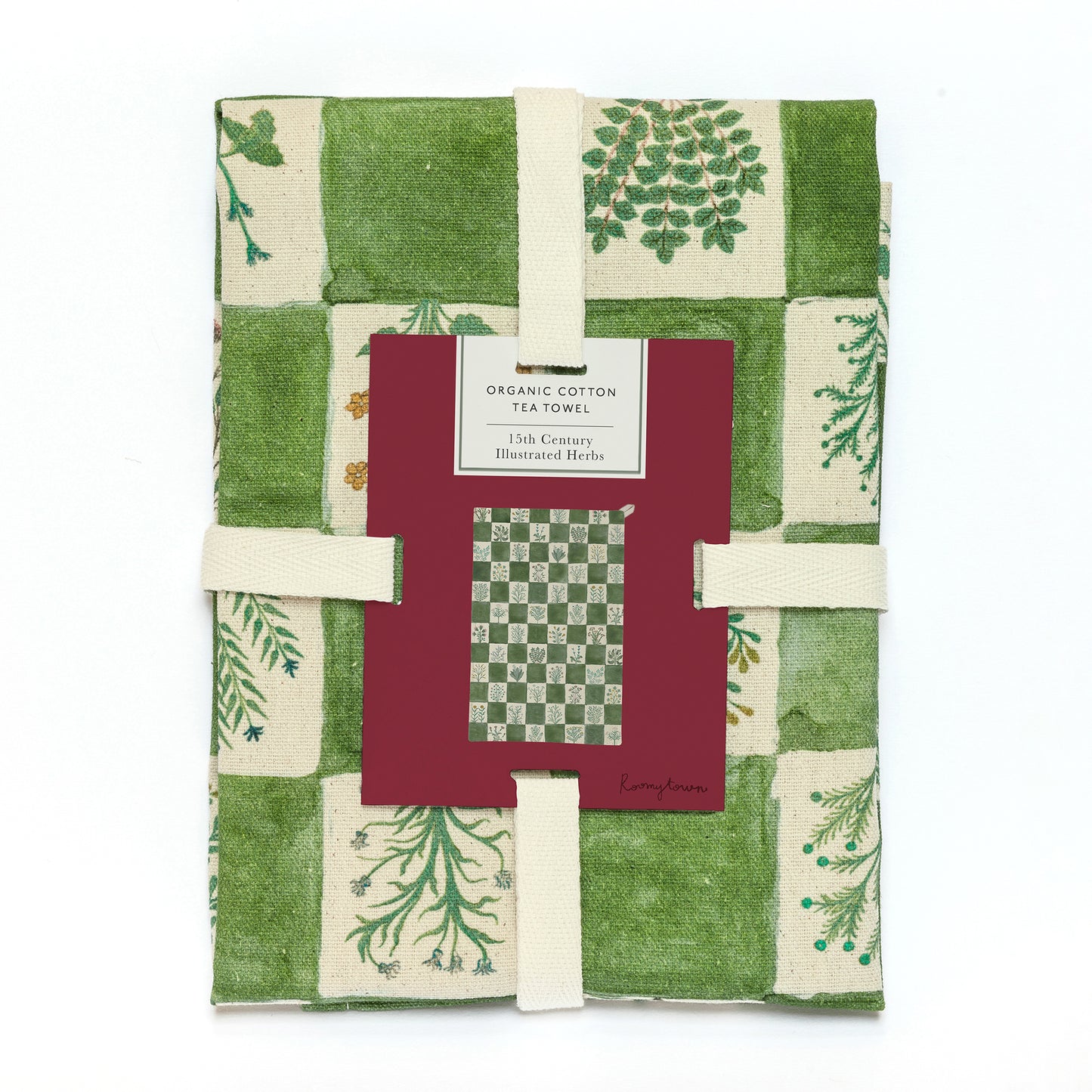Organic Cotton Tea Towel - Illustrated Herbs