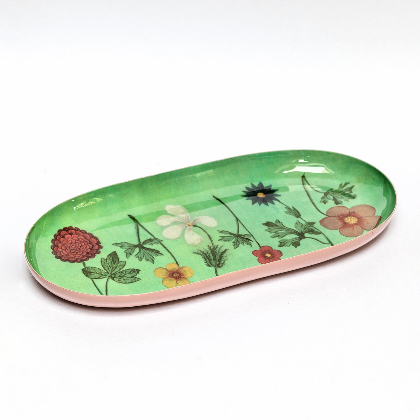 Printed Oval Enamel Tray - Festival of Flowers