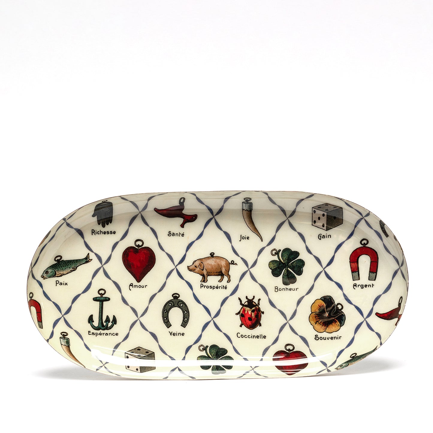 Printed Oval Enamel Tray - Charms