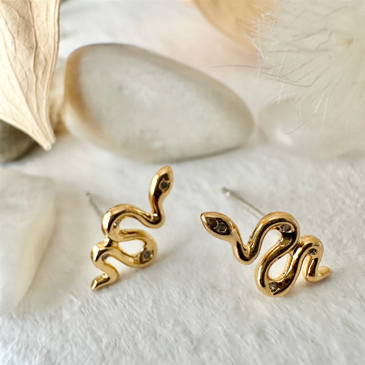 Grasslands Rhinestone Snake Stud Earrings