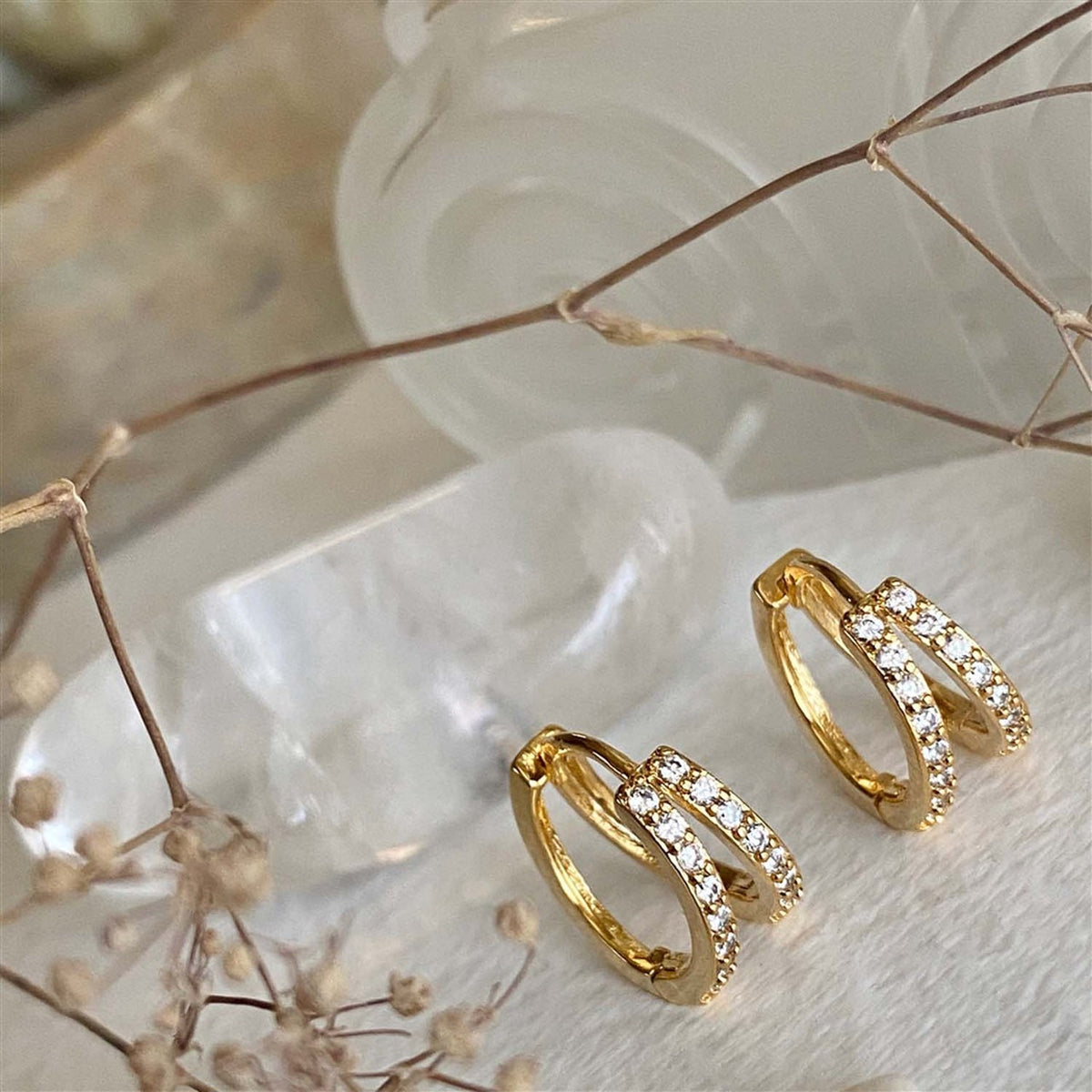 Chariklo Double Layer Rhinestone Hoops