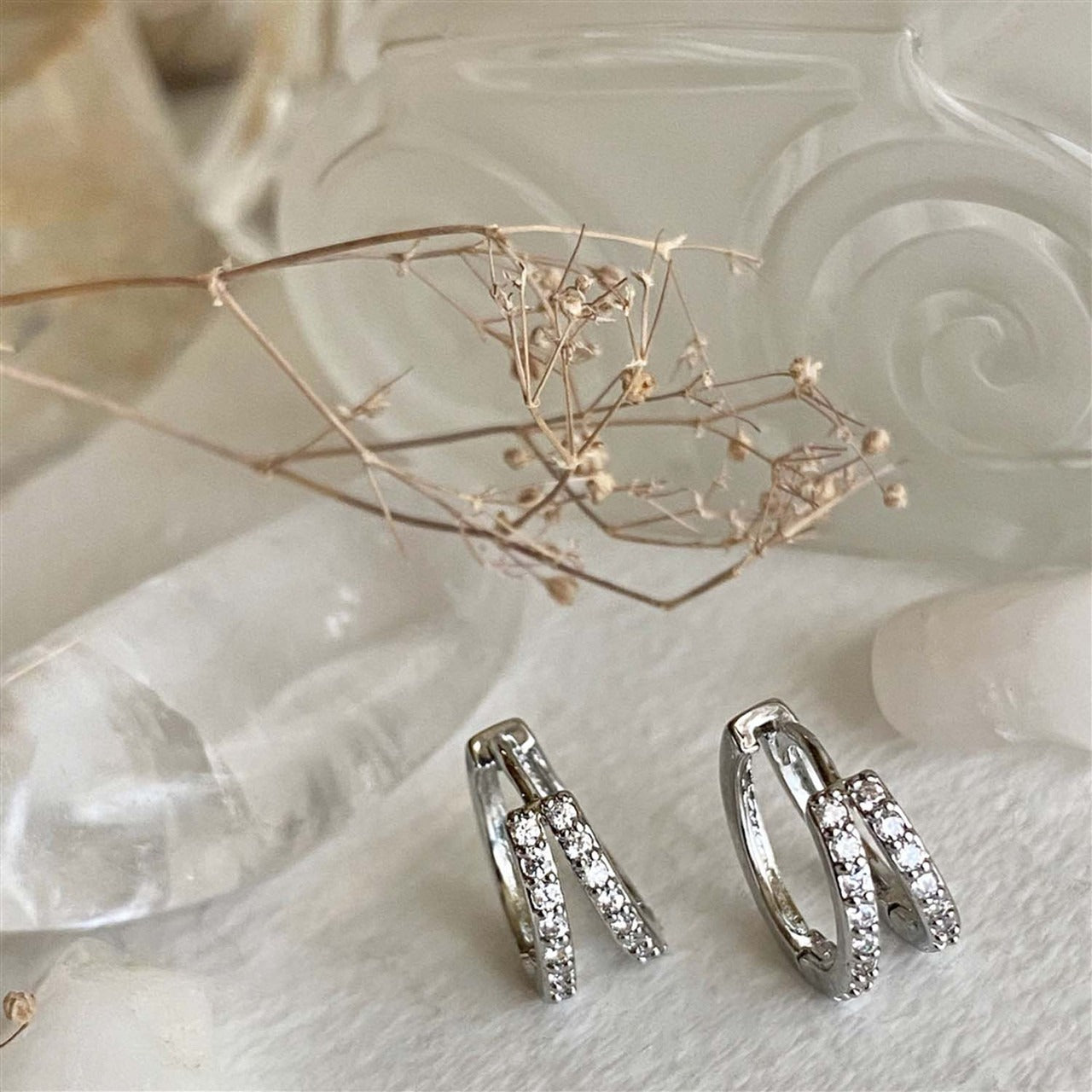 Chariklo Double Layer Rhinestone Hoops