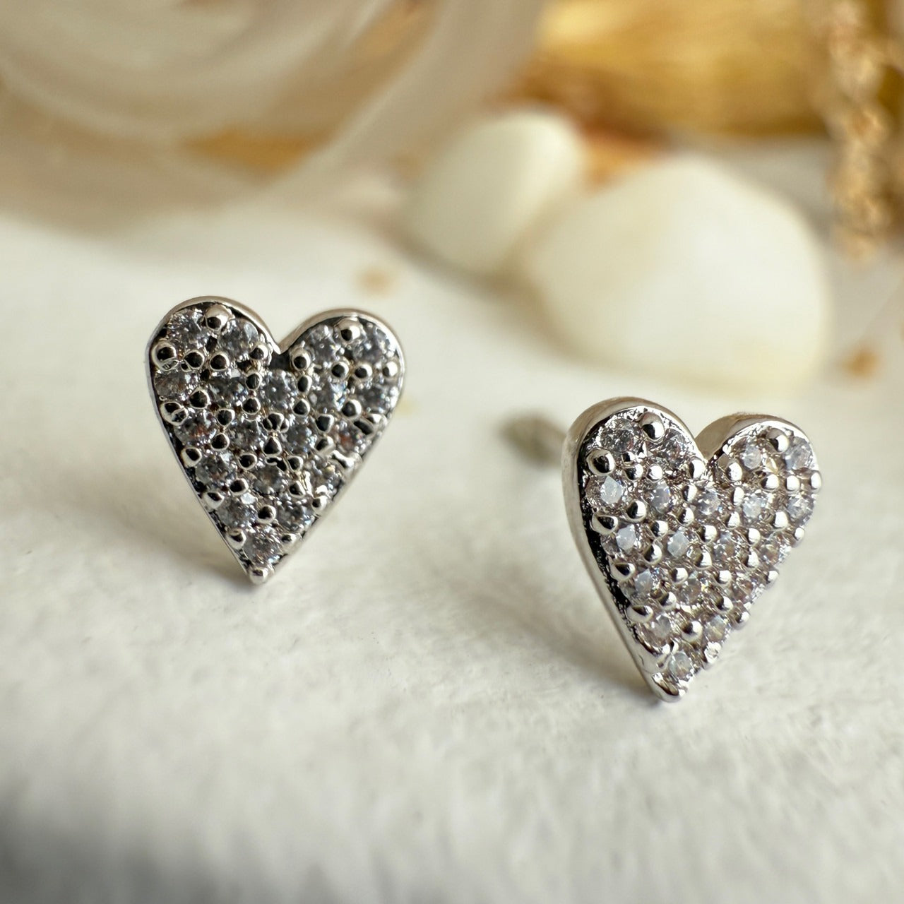 Mini Pavé Heart Stud Earrings