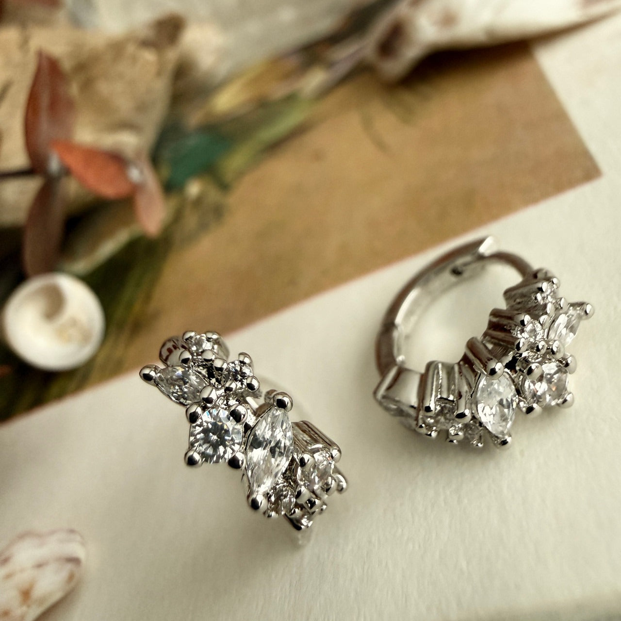 Tavra Rhinestone Cluster Hoops