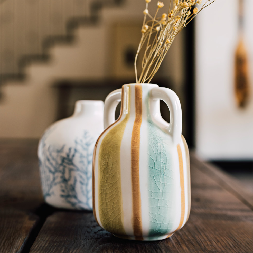 Rustic Stripe Bud Vase