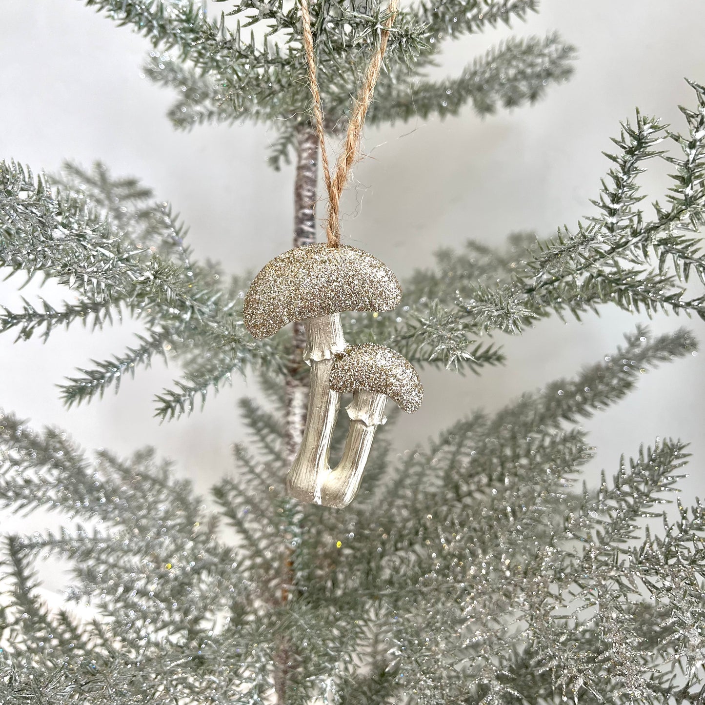 Champagne Glitter Mushroom Ornament