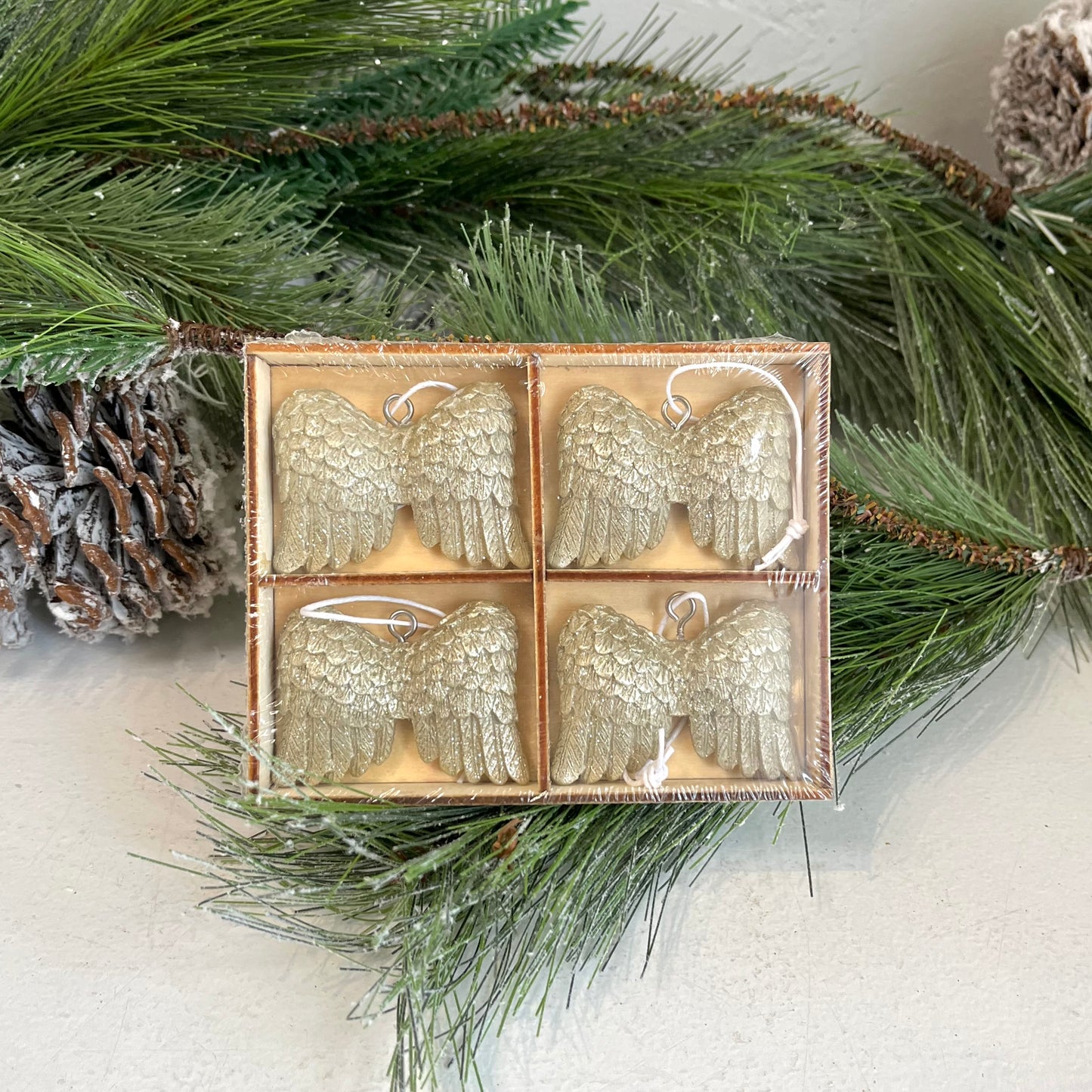 Glitter Angel Wing Ornaments Set/4