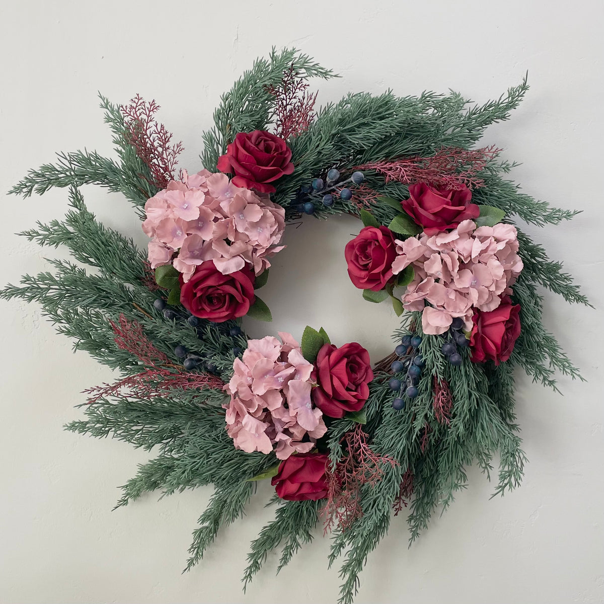 24" Winter Garden Blue Star Juniper Wreath