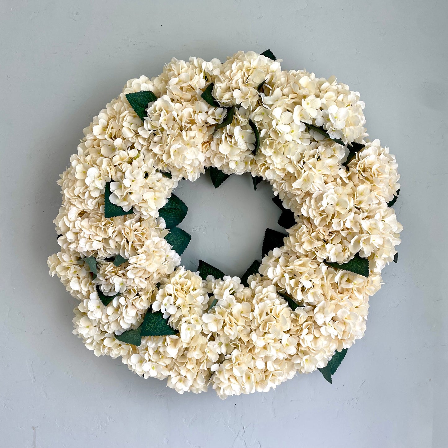 Warm Winter White Hydrangea Wreath 26"