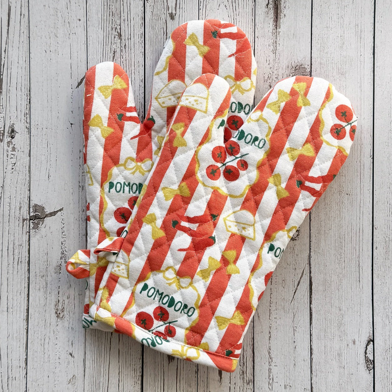 Printed Cotton Oven Mitts - Set of 2