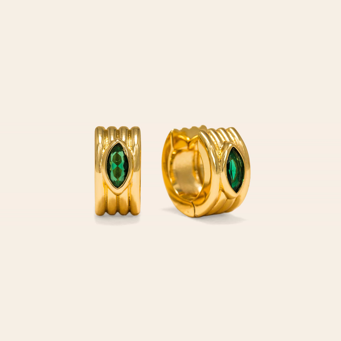 Marquise Groove Hoop Earrings
