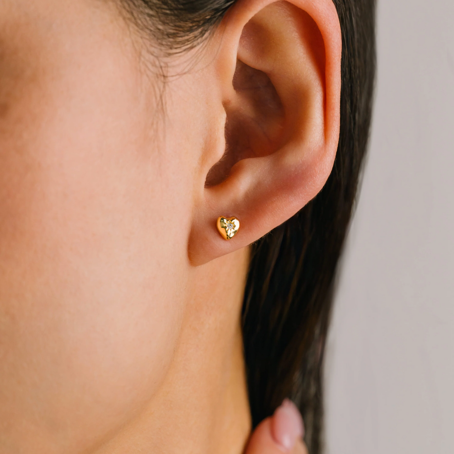 Micro Puff Heart Stud Earrings