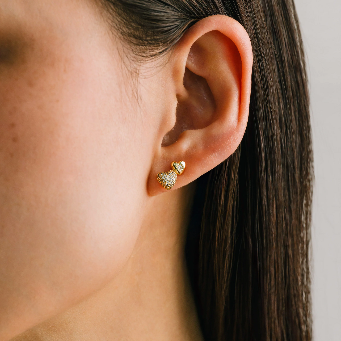 Puff Heart Climber Earrings