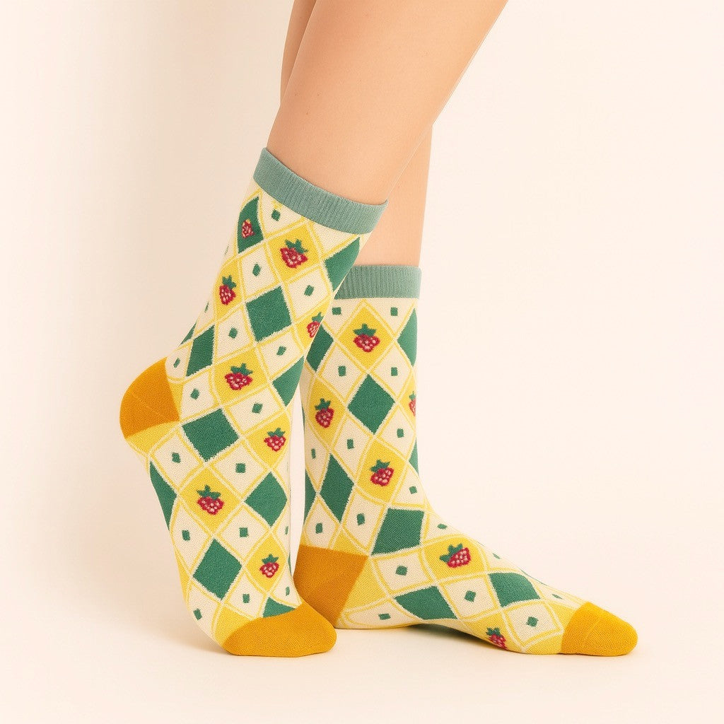 Strawberry and Argyle Socks