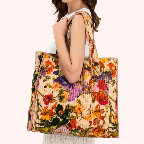 Velvet Quilted Tote Bag