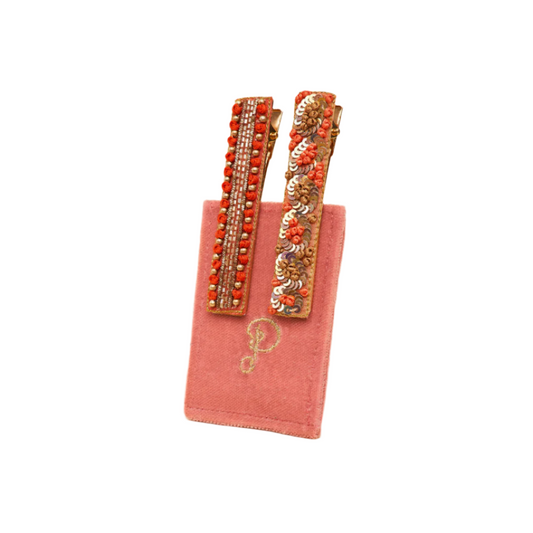 Embroidered Bar Hair Clips