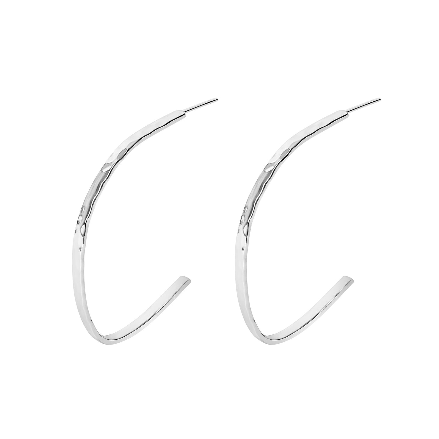 Elara Hammered Elongated C Hoop Earrings