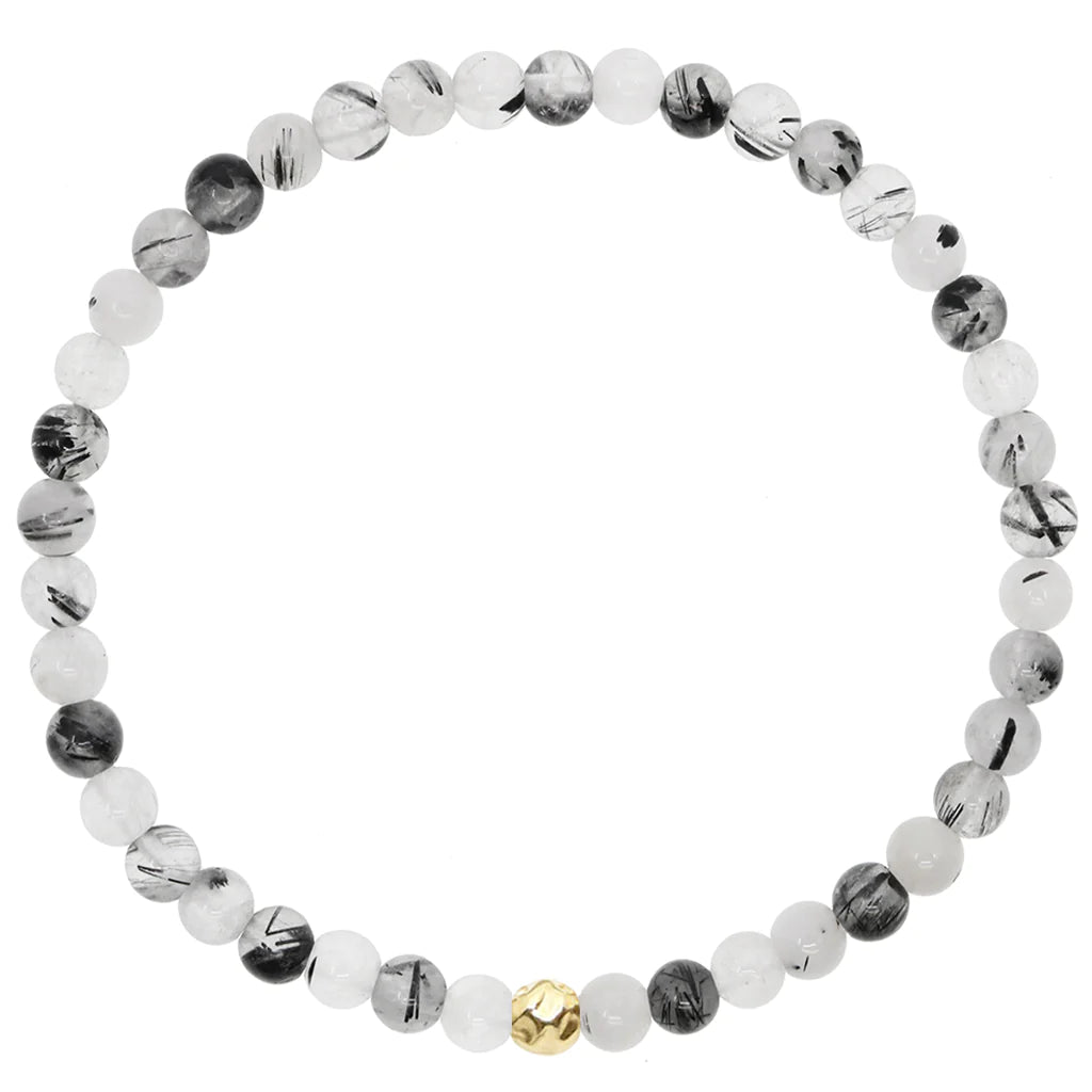 Dainty Integration Bracelet - Black Rutilated Quartz & Gold