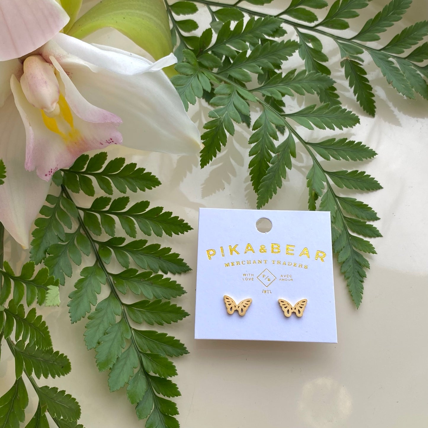 Pika & Bear Gold Stud Earrings
