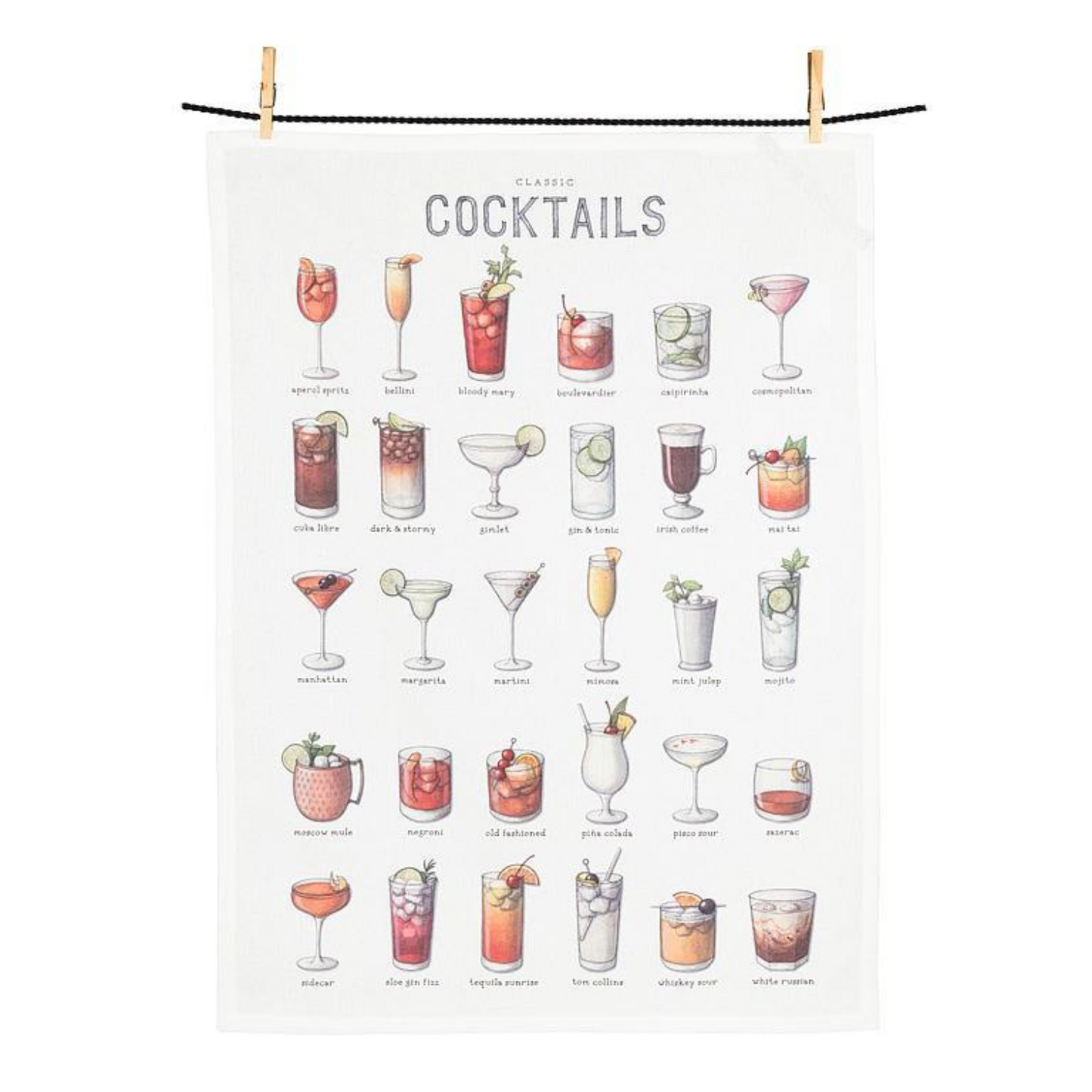 Classic Cocktails Kitchen Towel