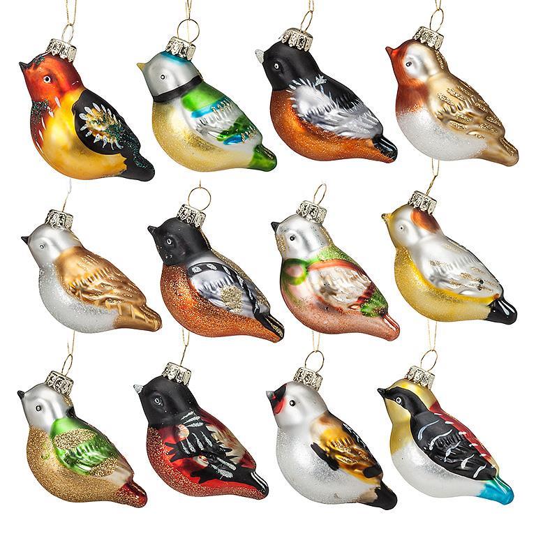 Colourful Songbird Glass Ornaments