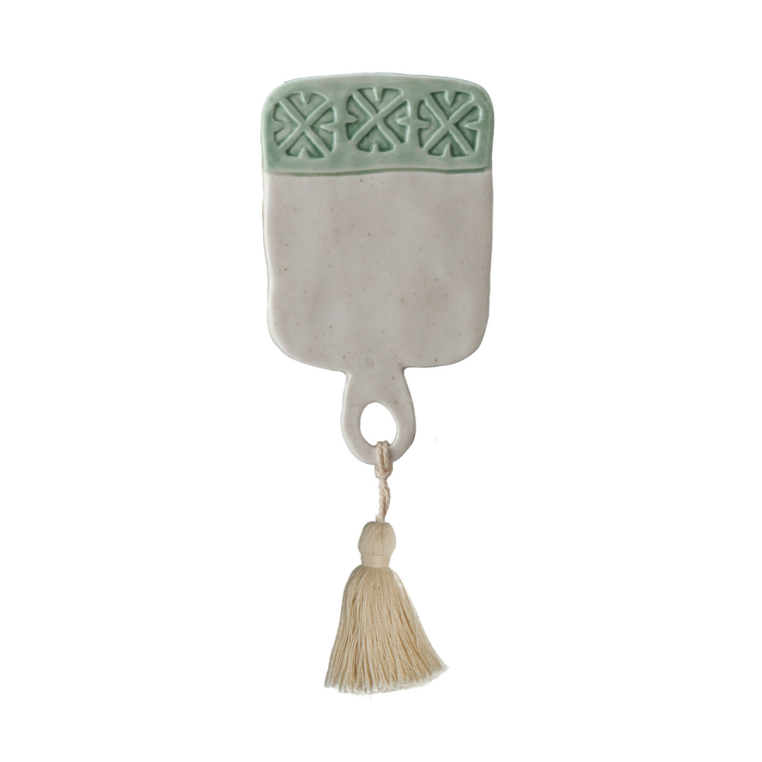 Hand-Painted Debossed Stoneware Mini Tapas Board