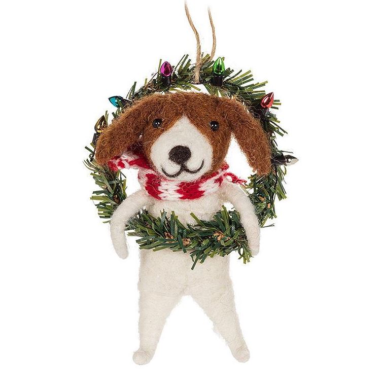 Dog in Wreath Ornament