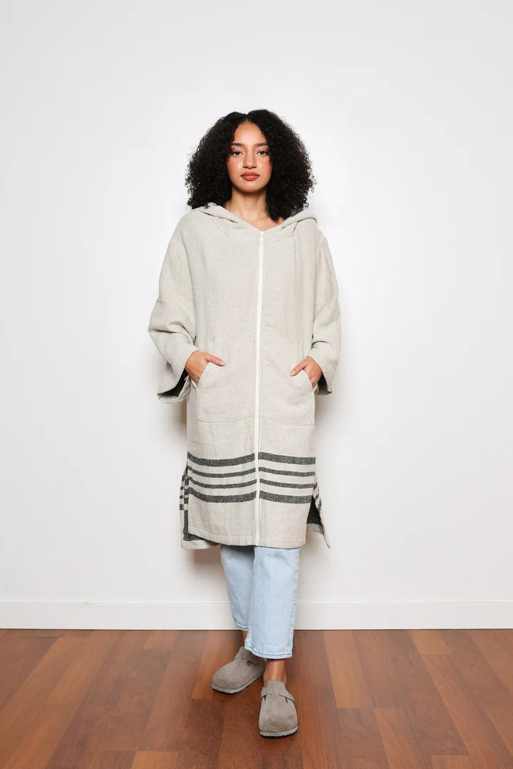 Echo Linen Blend Zip Poncho