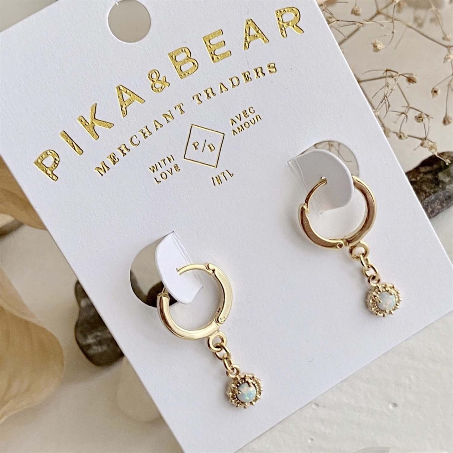Eloise Opal and Rhinestone Hugger Hoop Earrings