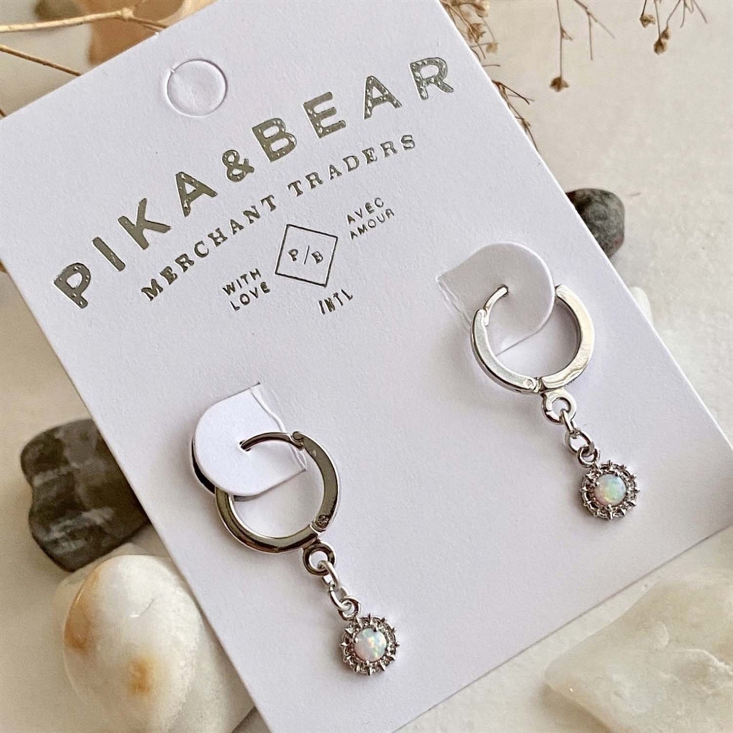 Eloise Opal and Rhinestone Hugger Hoop Earrings