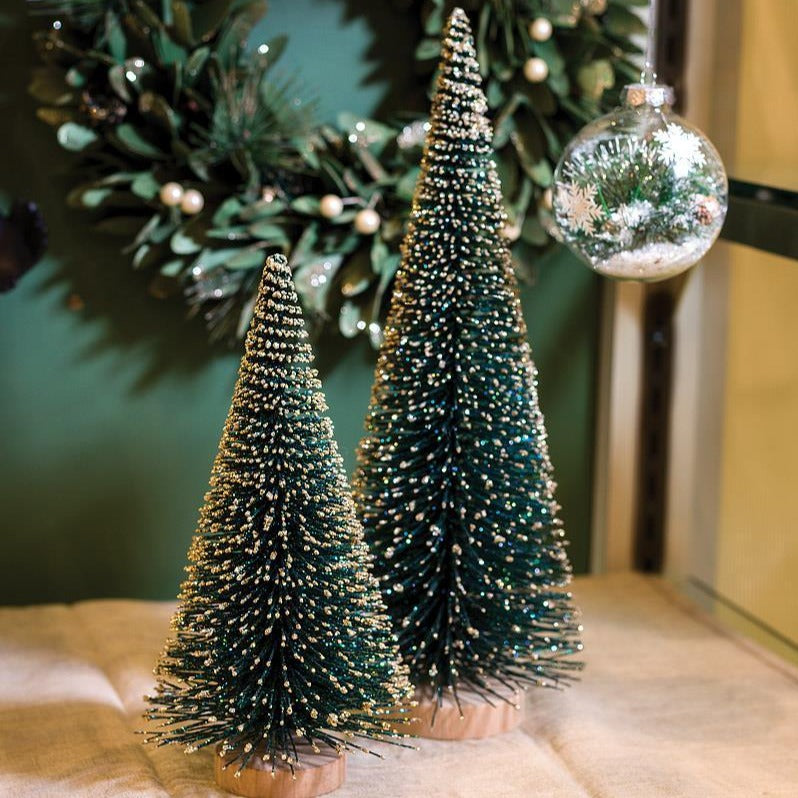 Emerald Glitter Brush Trees
