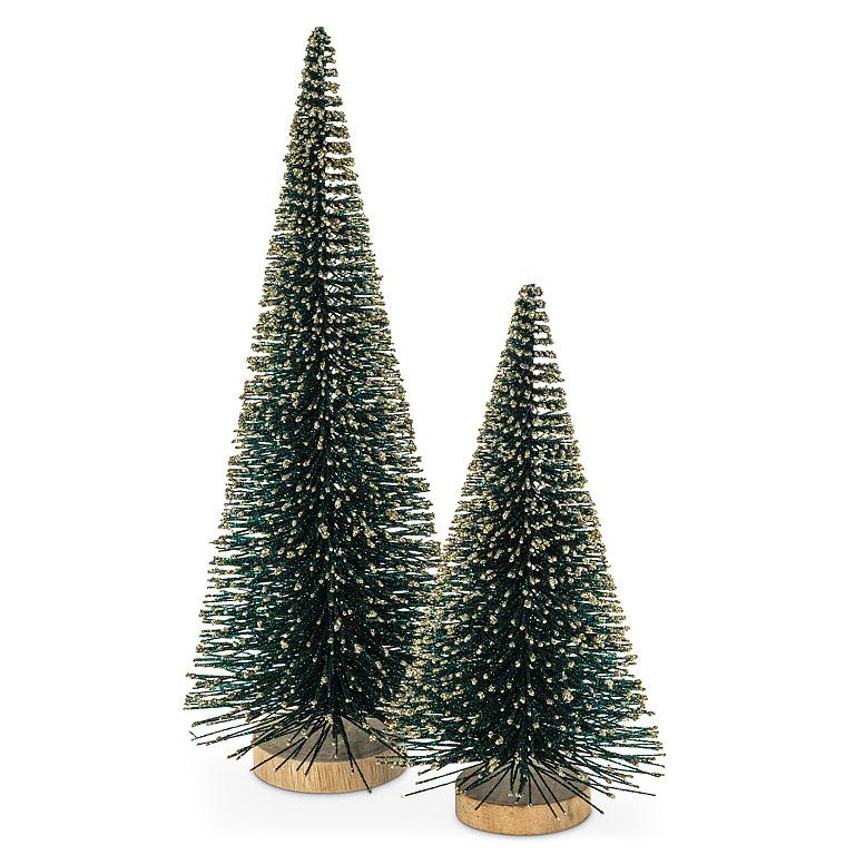 Emerald Glitter Brush Trees
