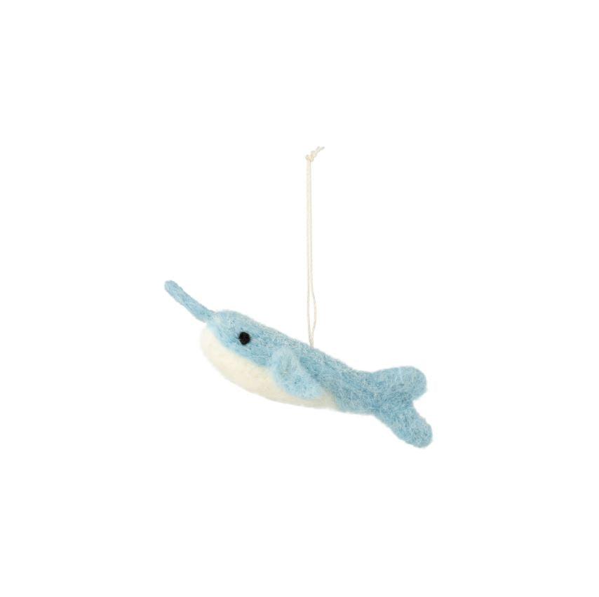 Felt Blue Narwhal Ornament