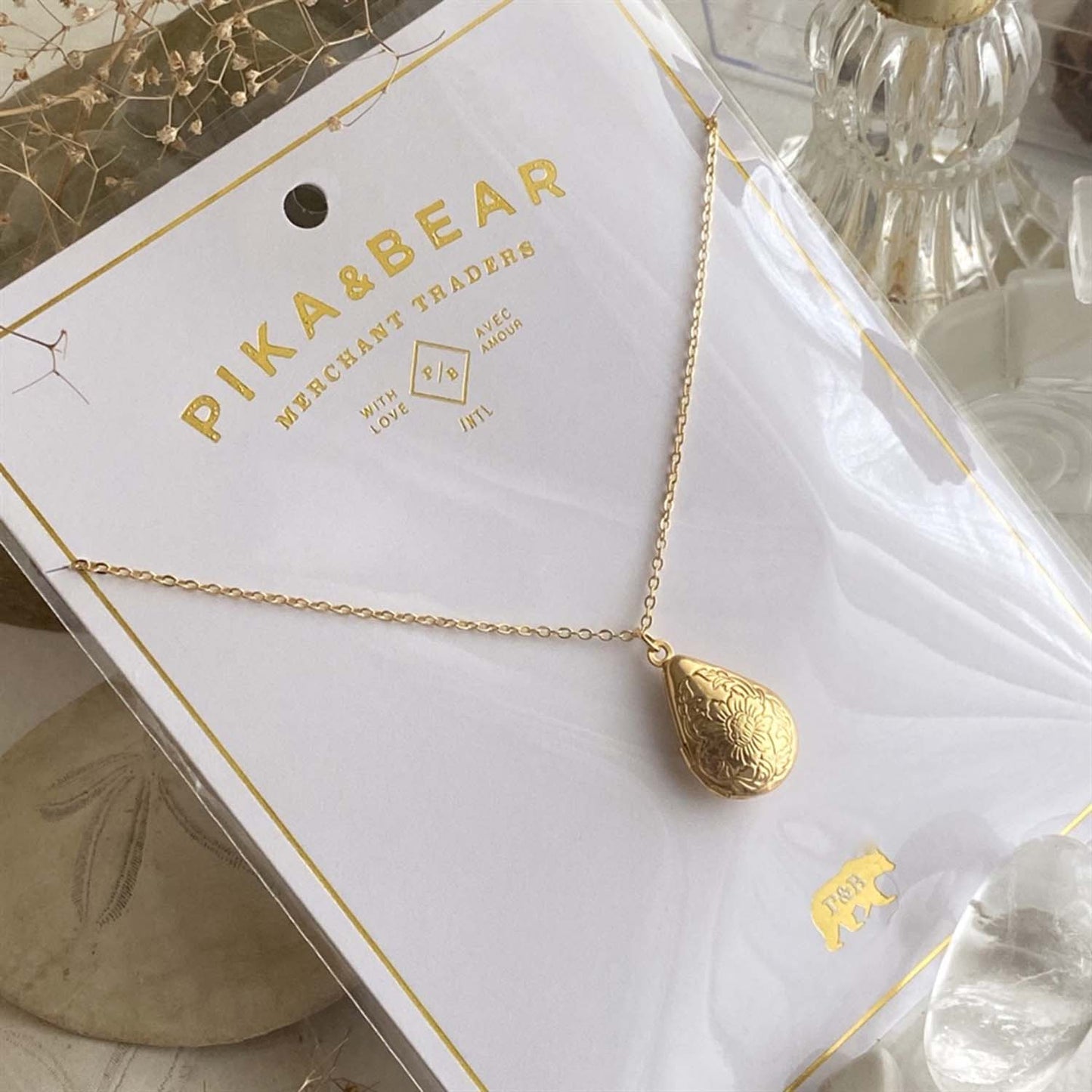 Floral Teardrop Locket Necklaces