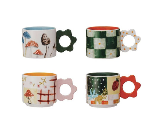 Hand-Painted Stoneware Mugs