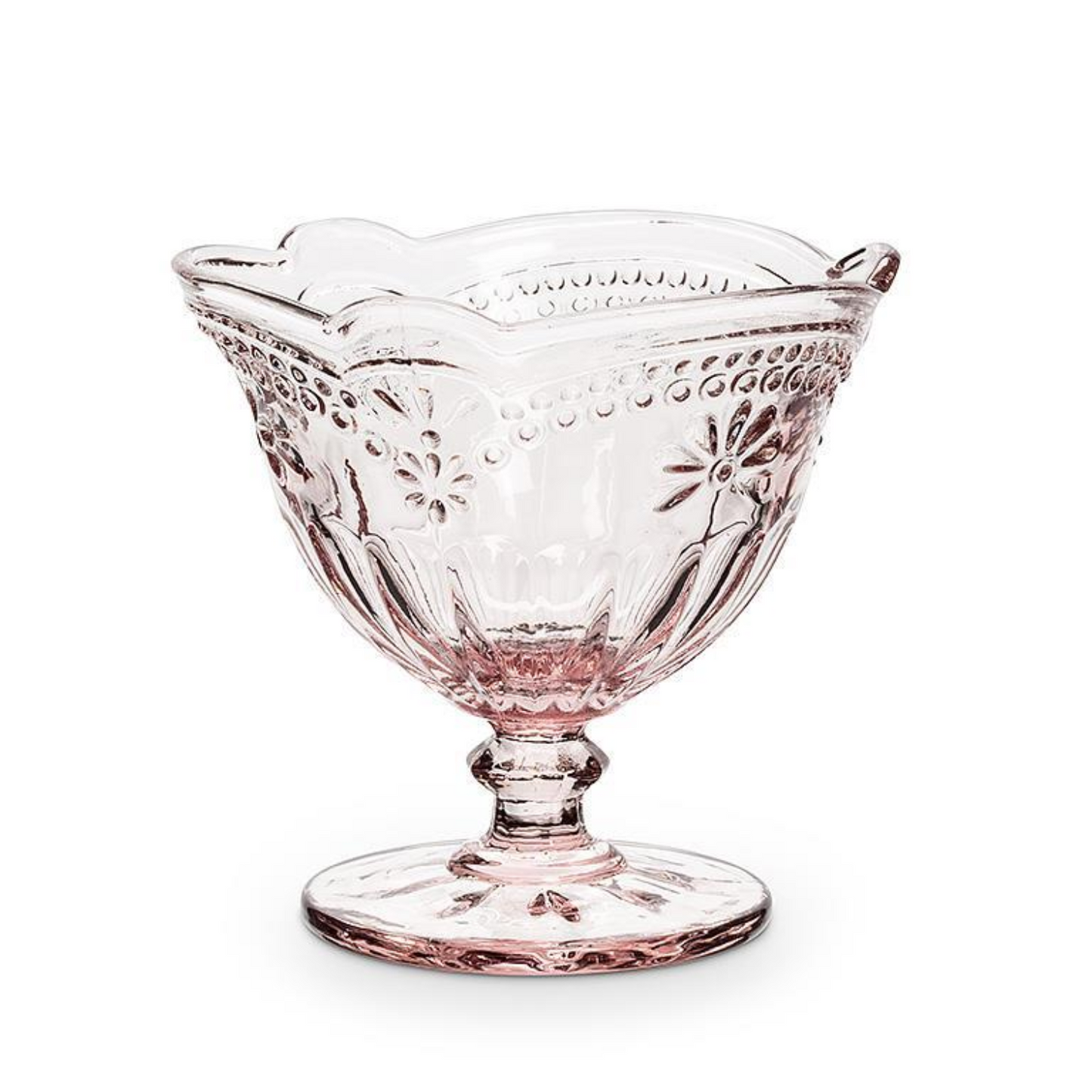 Pink Flower Pedestal Dish - Set of 2