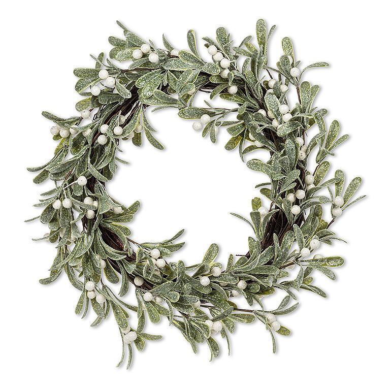 17" Frosted Glitter Mistletoe Wreath