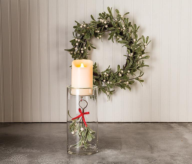 17" Frosted Glitter Mistletoe Wreath