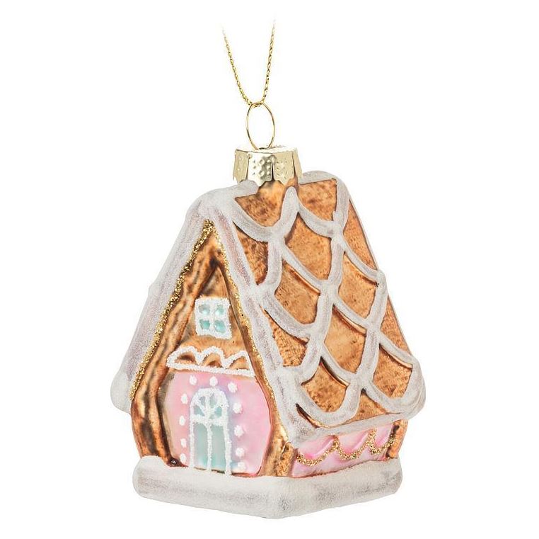 Mini Gingerbread House Glass Ornament