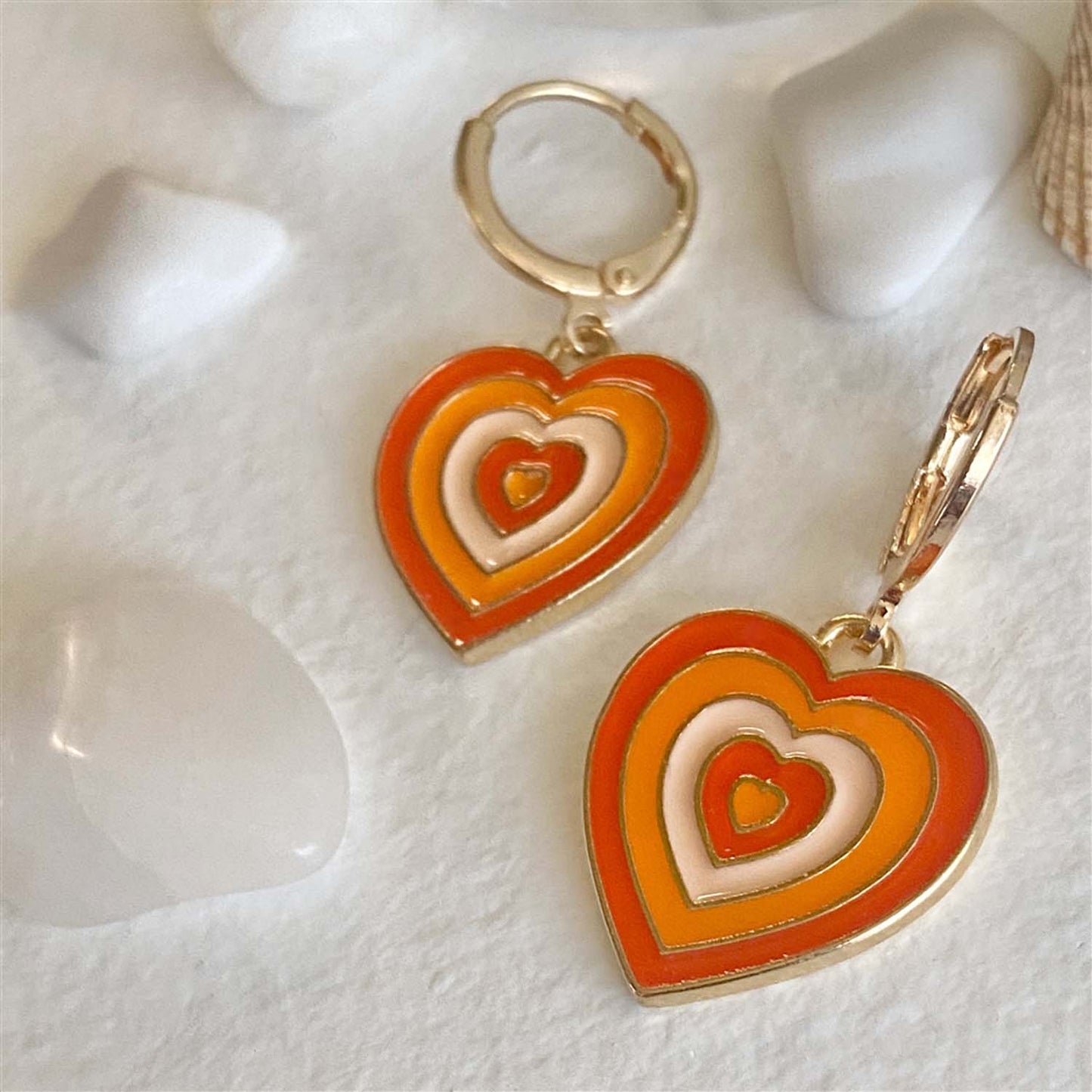 Groovy Heart Enamel & Gold Hoop Earrings