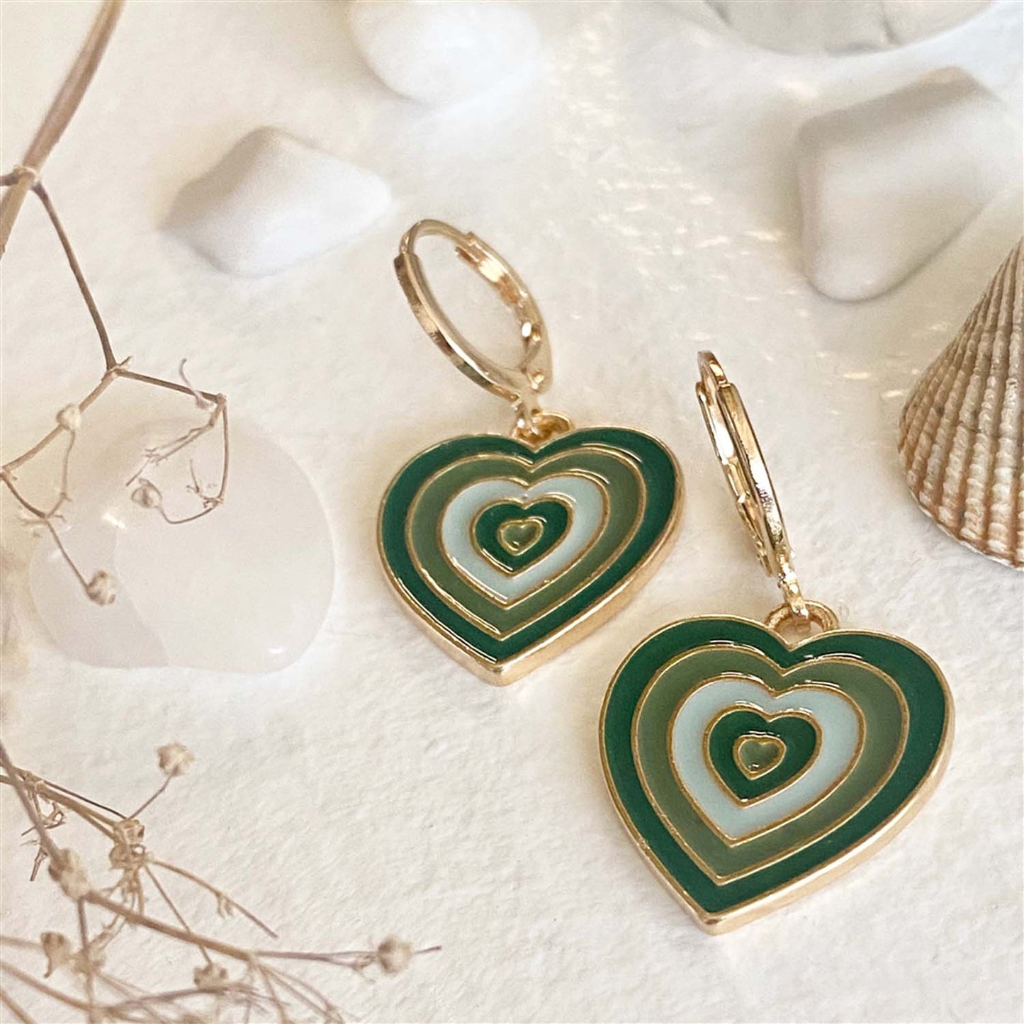 Groovy Heart Enamel & Gold Hoop Earrings