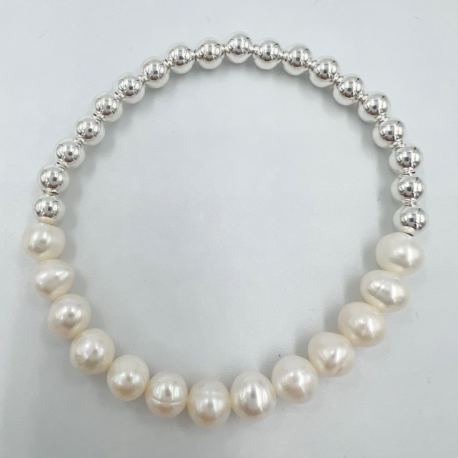 Silver Half and Half Bracelet