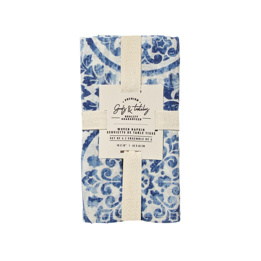 Set/4 Linen Blended Napkins - Medallion